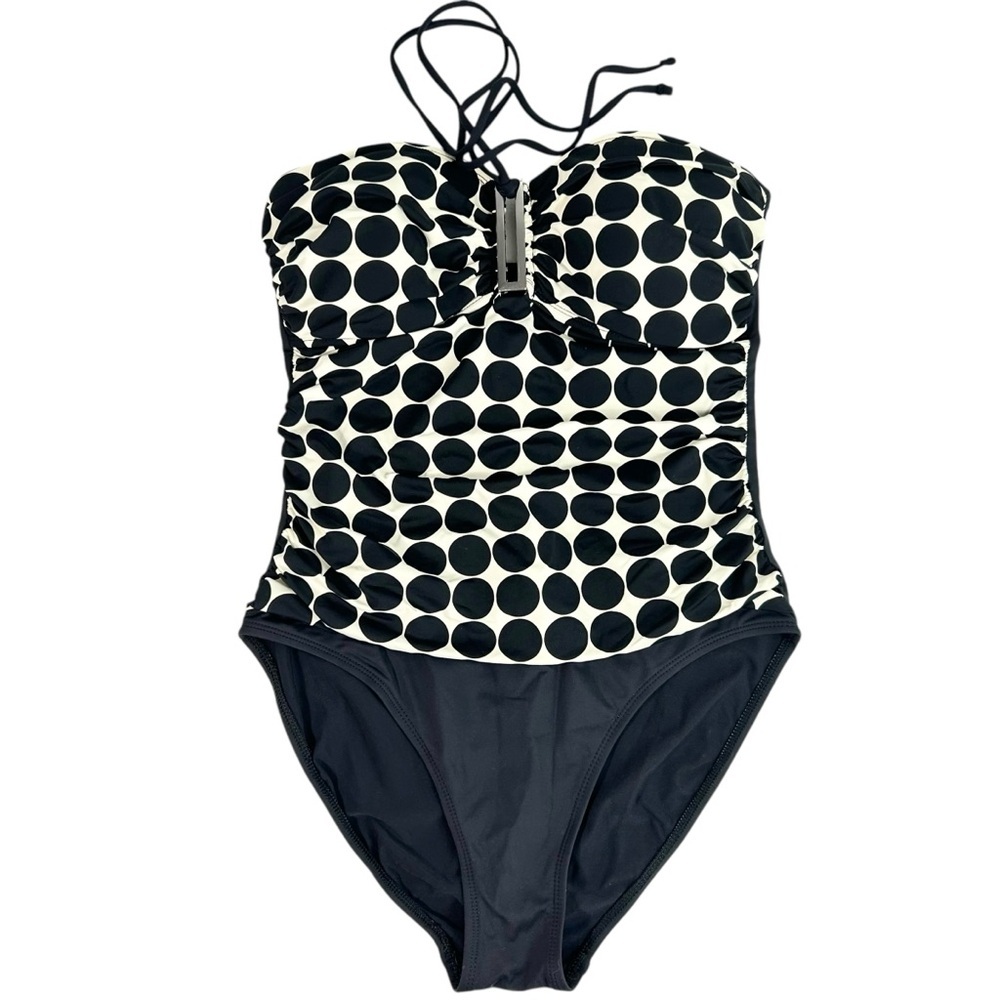LA BLANCA Womens Polka Dot Retro Rockability Pin Up One Piece Swimsuit Size 10